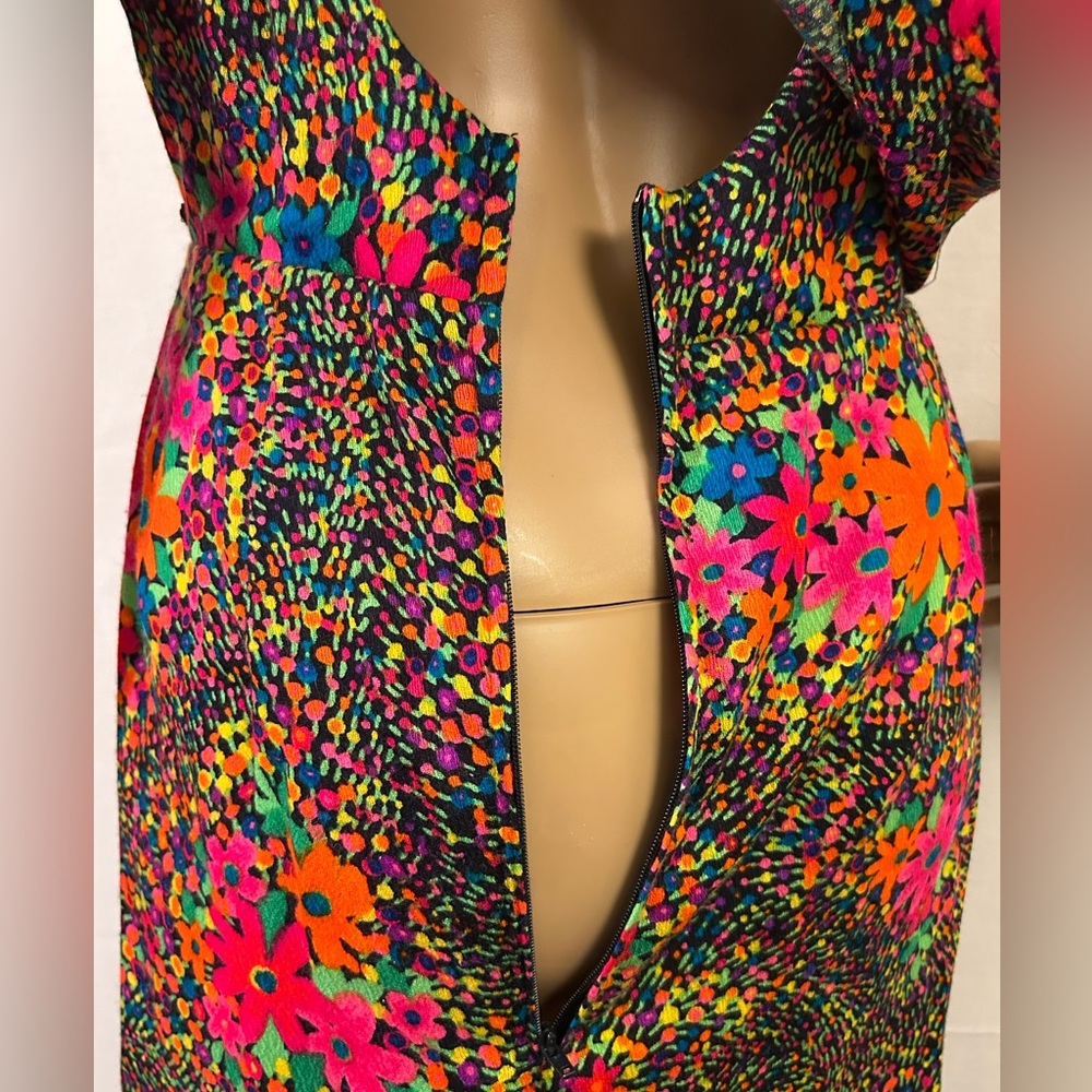 Sun Fashions of Hawaii Vintage Floral Long Sleeve Scoop Back Maxi Dress Size 8 - Picture 4 of 10